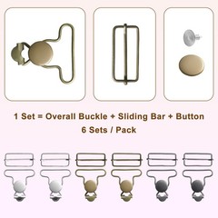 6 Sets Metal Overall Buckles Replacement Overall Clasp Replacement Suspender Cli