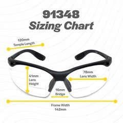 Calabria 91348 Bi-Focal Safety Glasses Shatterproof Blue Mirror Powers 1.00-3.00