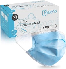 Hygenix Level 3 Procedure 3Ply Disposable Face Masks – ≥98% Filtration, Flui