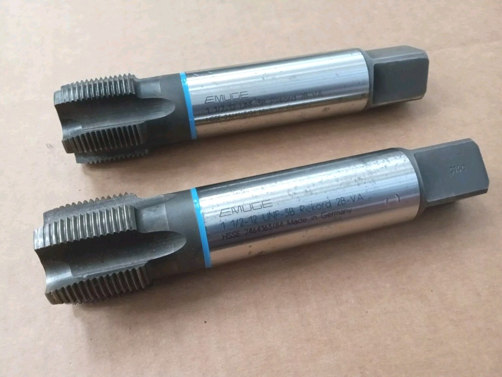 Lot of 2 EMUGE Tap 1 1/2 – 12 UNF-3B Rekord 2B-VA HSSE 5 Flute 2464163/84