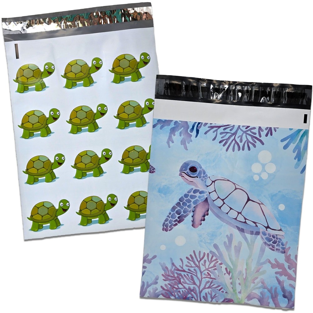 Cute Green & Sea Turtles 10×13 Poly Mailers Combo – Fun Mail Packaging, Boys, Gi