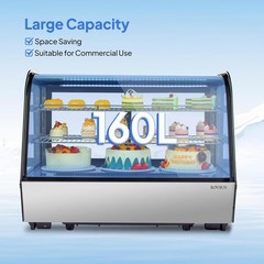 Refrigerated Display Case 5.7 Cu.Ft. Glass Pastry Display Showcase Equipment+LED