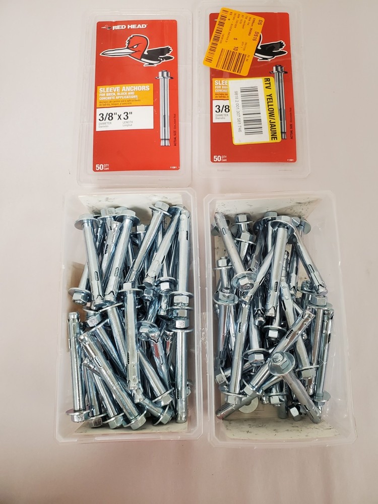 *90 TOTAL* Red Head 3/8 in. x 3 in. Zinc-Plated Steel Hex Head Sleeve Anchors