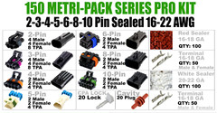 504PCS Metri-Pack 150 Series 2,3,4,5,6,8,10 PIN Connector w/16-22 AWG