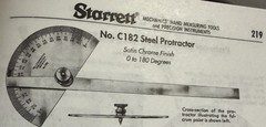 STARRETT No. C182 Satin Chrome Finish Steel Protractor. Made in the USA 🇺🇸!!