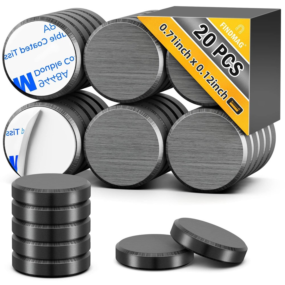 FINDMAG 20Pcs Magnets for Crafts with Adhesive Backing, 0.71″x0.12″, Black