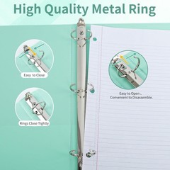 1″ 3-Ring Binder, 1-inch Pastel Color Binders with 2 Inside Pockets, Clear Vi…