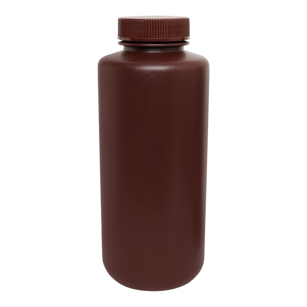 Eisco Labs 1000ml Reagent Bottle, Amber, Wide Mouth with Screw Cap – HDPE