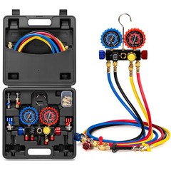 AC Manifold Gauge Set 4 Way For R134a R410a R22 R32 Refrigerat with 5ft Hoses