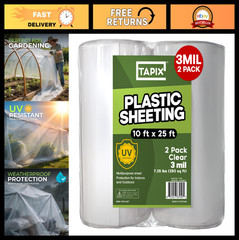 Heavy Duty Plastic Sheeting 10′ x 25′ – 3 Mil UV Protection Poly Film (2 Pack)