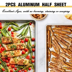 Commercial Quality Baking Sheet Pan Set, Natural Aluminum Cookie Sheet, Warp