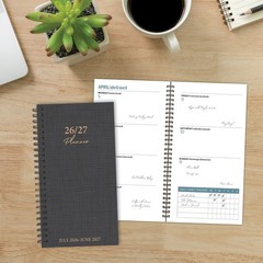Graphite Grid AY July 2026-June 2027 3.5″ x 6.5″ Softcover Weekly Spiral Planner