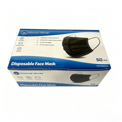 Disposable Black 3Ply Face Masks Comfort Earloop Non-Medical 100PCS