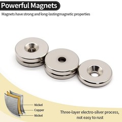 10pcs N53 Strong Countersunk Ring Magnets 30×5-6mm Hole Rare Earth Neodymium
