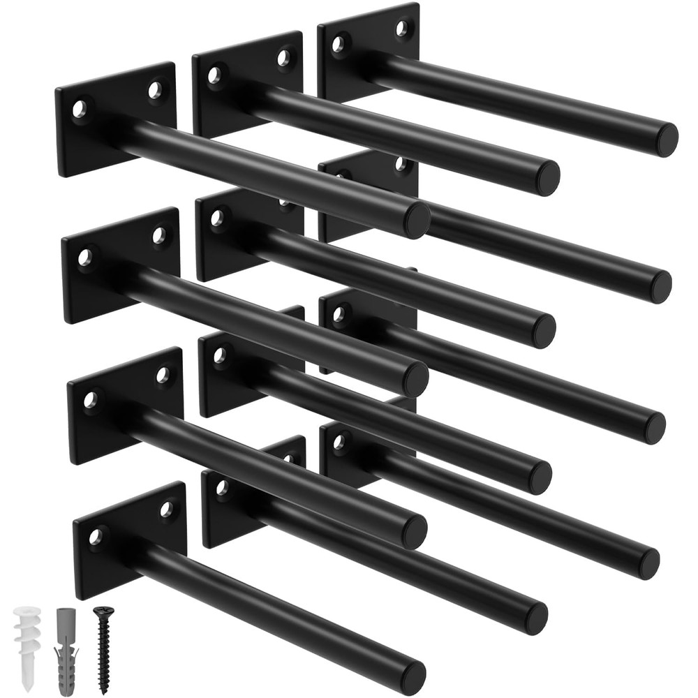 LEOPO 12-Pack 6 inch Floating Shelf Brackets, Hidden 6 Inch, Black