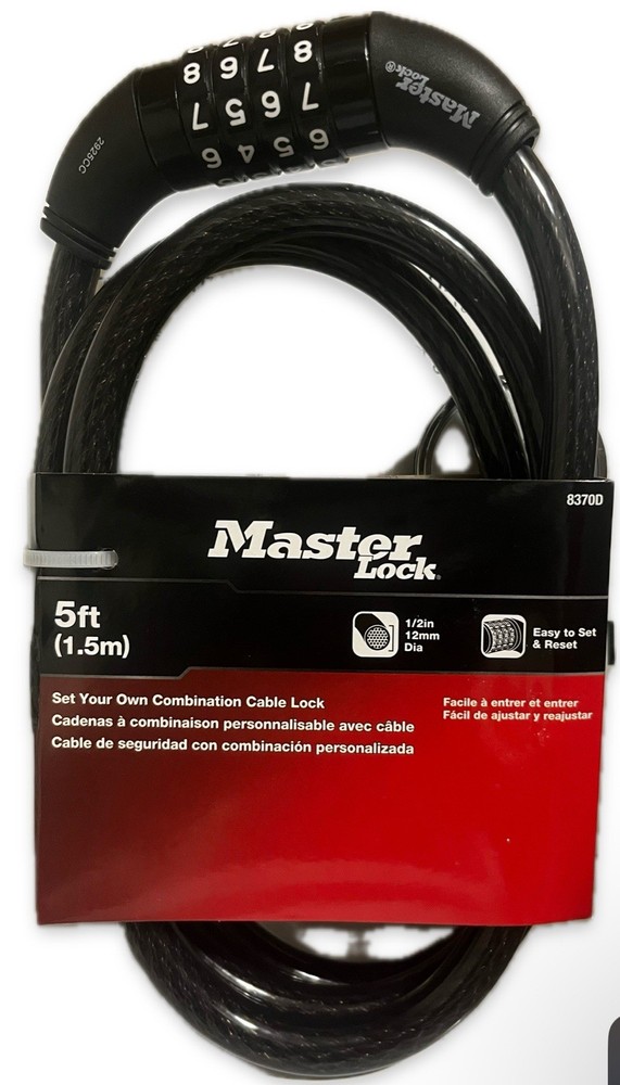 Master Lock 5FT (60-in) Dial Combination Cable Lock -Easy to Set & Reset- #8370D