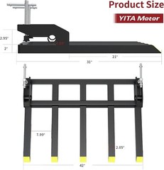 Clamp on Debris Forks for 42″ Bucket Pallet Skid Steer &Tractor Loaders 2500 LBS