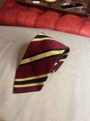 Barneys New York Burgundy Yellow Gold Black Stripe Silk Tie Vintage 80s