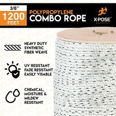 Poly Combo 3 Strand Safety Rope – 3/8″ – UV Coated Polypropylene Rope