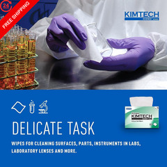 Kimtech 34155 KIMWIPES, Delicate Task Wipers, 1-Ply, 4 2/5 x 8 2/5, 286/Box