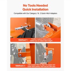 Ballast Box 3 Point Category 1 Tractor 5ft³ Capacity 800lbs Counterweight Orange