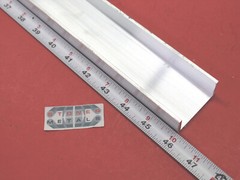 2″ x 1″ x 1/8″ Wall 6063 T52 ALUMINUM CHANNEL 46″ long Mill Stock