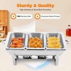 Catering Chafing Dish Food Warmer buffet set 316 Stainless Steel with 3 pan New