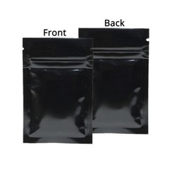 Multi-Size Both Sided Glossy Black Foil Mylar Flat Zip lock Bag Wholesale B01