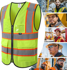 Safety Vest for Men Women Hi Vis Reflective Vest with Pockets and Zipper High Vi