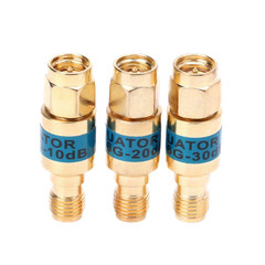DC-6GHz 2W SMA Fixed Attenuator Brass Gold Attenuator 3db 6db 10db 15db20db 30db