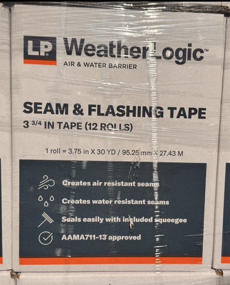 LP Weather Logic Seam & Flashing Tape 3-3/4” x 30yd – 12 Roll Case