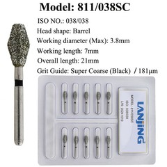 Dental Diamond Burs Barrel Super Coarse FG Bur 811-032C 038SC High Speed Burr