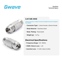 2.4mm Female to 1.85mm Female Adapter, DC – 50GHz