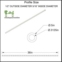 Aluminum Spacer-Tubing- 1/2″ OD x 5/16″ ID x 36″ Long–Fits M8 or 5/16″ Bolts