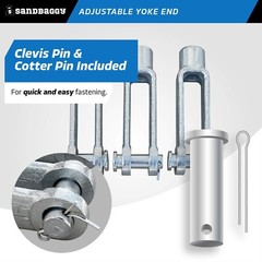 Sandbaggy 5/8″-18 Adjustable Yoke End – Galvanized [Pins Included]
