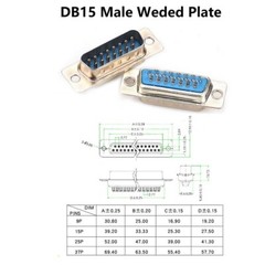 DB15/25/37 Pin D-Sub Female/Male Solder Type Connector + Metal/Plastic Shell