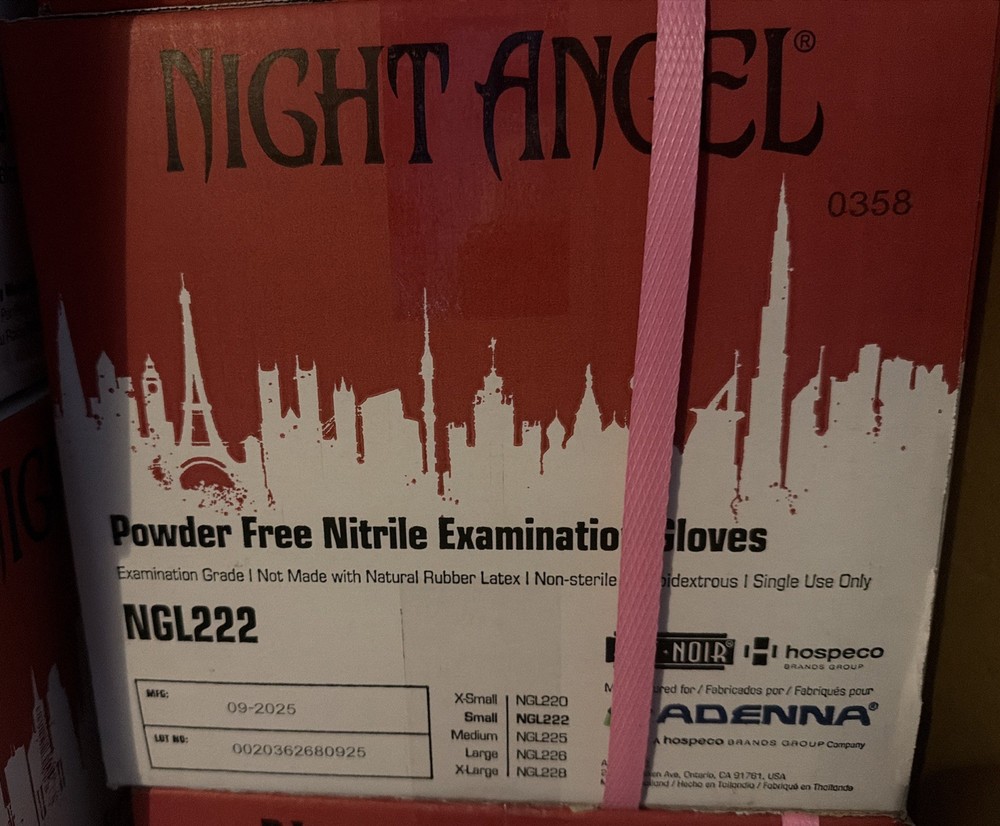 Adenna NGL222 Night Angel Disposable Gloves Small – Black, Case