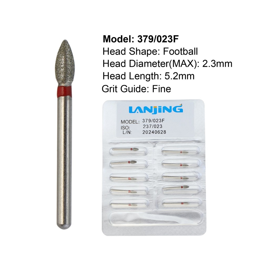 Dental Diamond Burs Egg Football FG 379/023F 379/023XF Extra Fine High Speed Bur