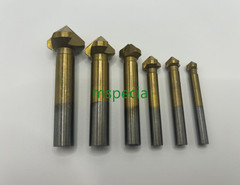 6 Pc 3 Flute HSS Titanium Chamfer Chamfering End Mill Cutter Bit Countersink Set