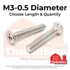 M3-0.5 Stainless Phillips Flat Head Machine Screws (Choose Length & Qty)