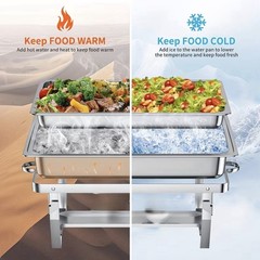 Stainless Steel Full Size 8 Qt Rectangle Chafing Dish Lift-Off Lid Commercial