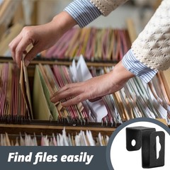 Hicarer 8 Pcs Metal Hanging File Bracket Clips Storage 0.5 inches, Black