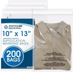 10” X 13” 200 Count Self Seal Clear Poly Bags with Suffocation Warning for Pa…