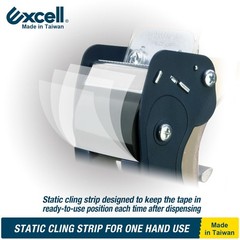 Excell Low Noise Tape Gun 2″ Tape 3″ Core, Quiet Tool for Carton & Box Sealing