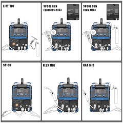 250A Aluminum MIG Welder, 6 in1 Large LED Display 110V/220V Multi Process Welder