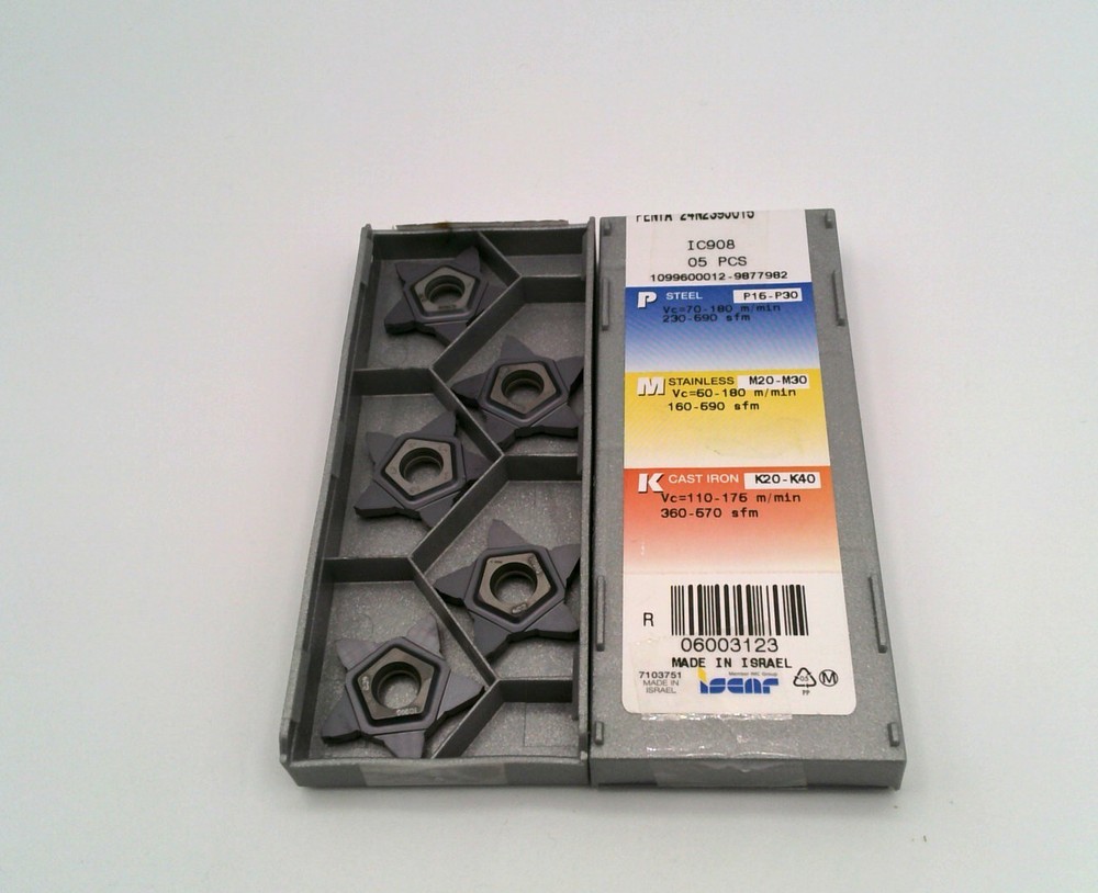 (5 pcs) New Iscar PENTA 24N239J015 IC908 2.39mm (0.094″) Pentacut Grooving Inser