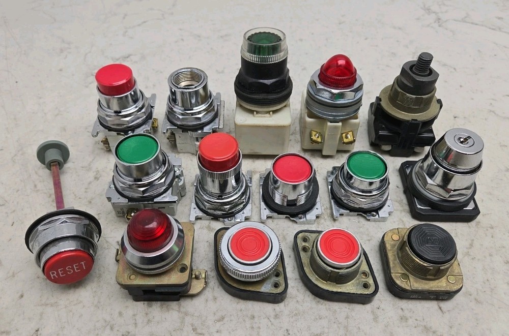 Mixed Lot 15 Pushbutton Switches Keyed Switch Reset Button See Pictures Read