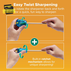 Office Pencil Sharpener, Manual, One Assorted Color, Twist-N-Sharp, Kids, Boys,