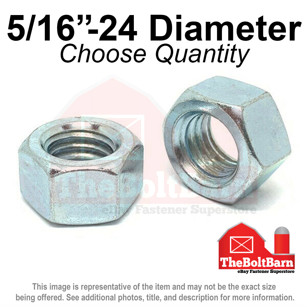 5/16″-24 Grade 5 Finished Hex Nuts Zinc Plated FINE Thread (Pick Quantity)