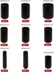 163PCS Rubber End Caps Assortment Round Bolt Screw Covers, Vinyl Tube Caps Black